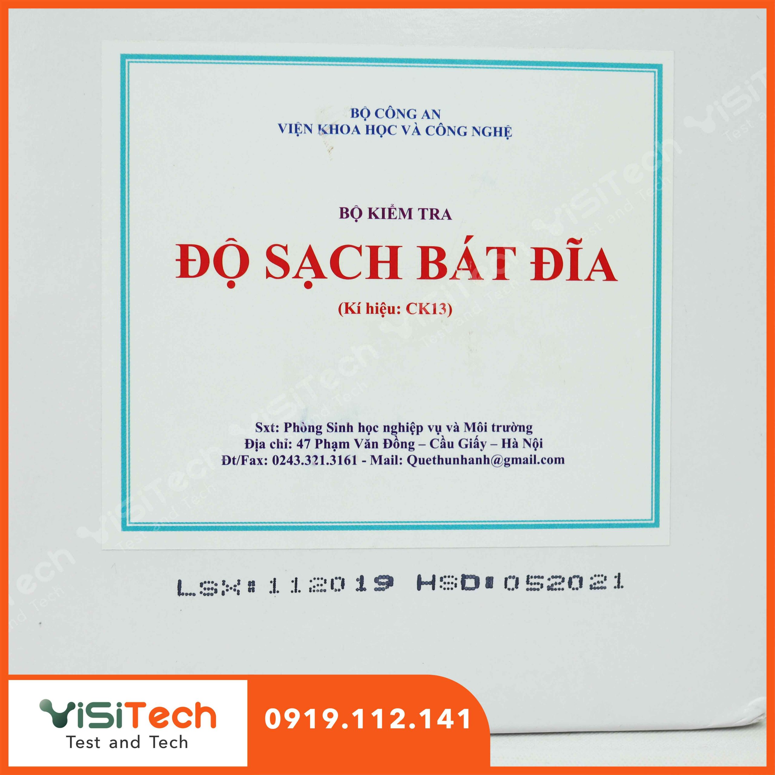 Test kit kiểm tra nhanh độ sạch bát đĩa CK13 BCA 5 Test kit kiểm tra nhanh độ sạch bát đĩa CK13 BCA - Ảnh 3