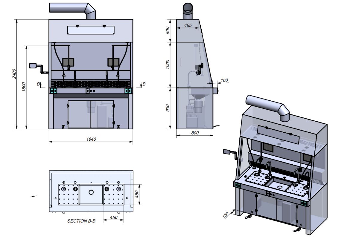Bàn phẫu tích bệnh phẩm MM-PT-1800 8 Bàn phẫu tích bệnh phẩm MM-PT-1800